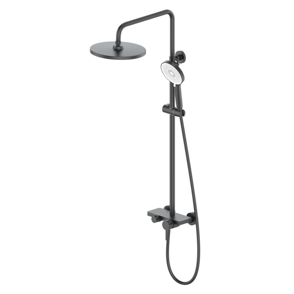 ARUVO™ VENTRO Shower Unit w/ Built-in Mixer, Rainhead & Hand Shower | Matte Black