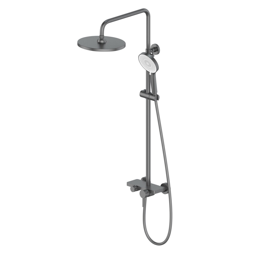 ARUVO™ VENTRO Shower Unit w/ Built-in Mixer, Rainhead & Hand Shower | Brushed Gunmetal